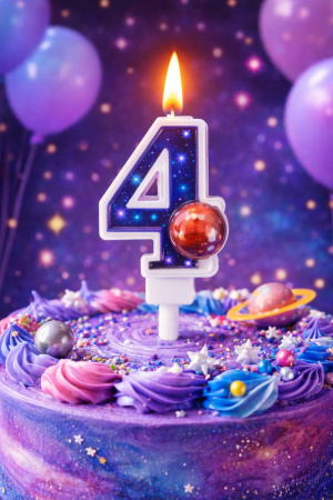 Свеча Цифра Космос "4"  9см. 1шт.