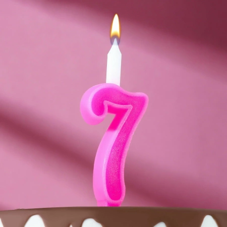 Свеча Цифра Одноцветная "7" 12см. 1шт.